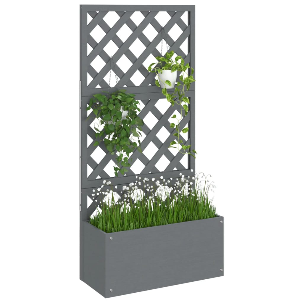 vidaXL Jardinieră cu spalier, gri, 65x33x135 cm, WPC