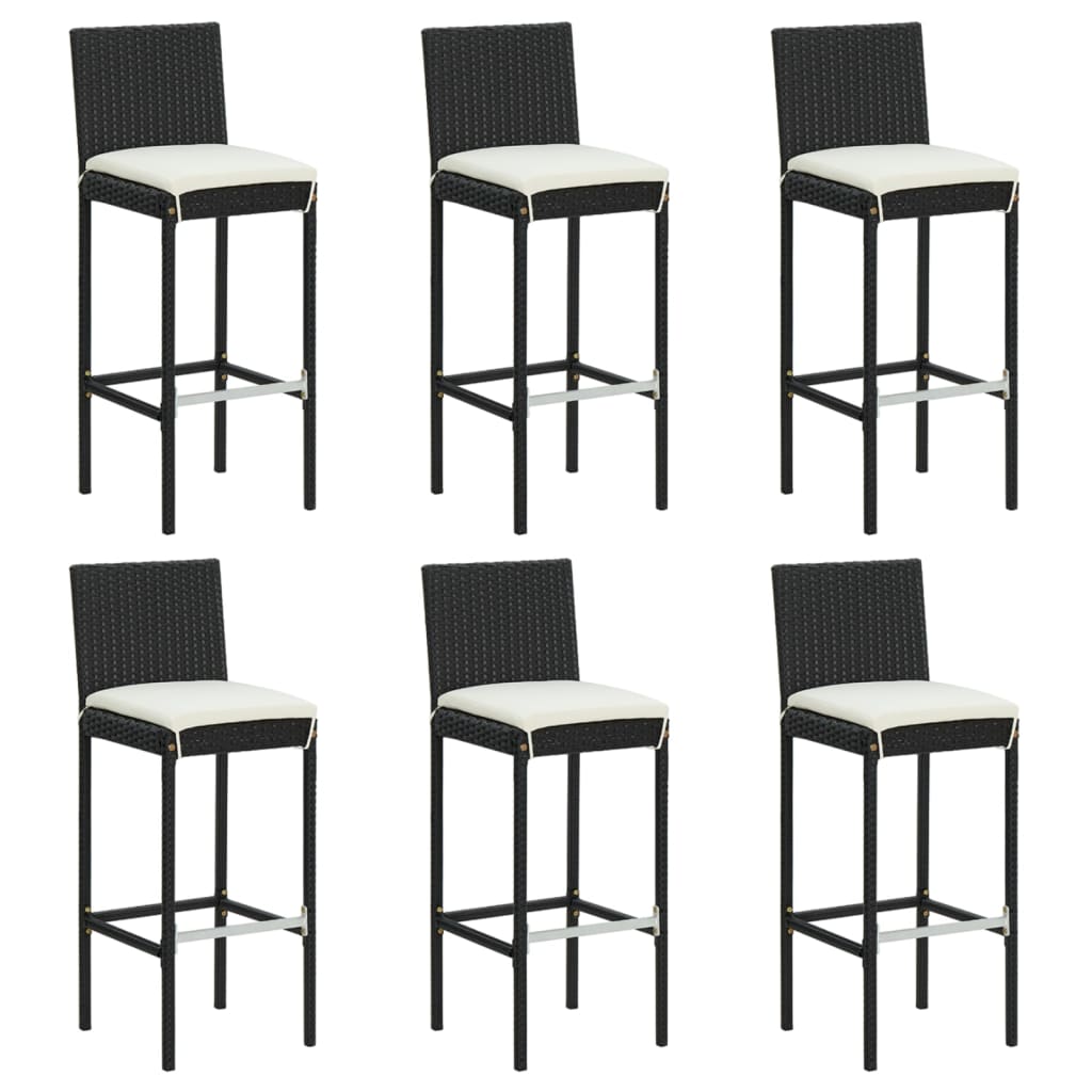 vidaXL Scaune de bar cu perne, 6 buc., negru, poliratan vidaXL Scaune de bar cu perne, 6 buc., negru, poliratan