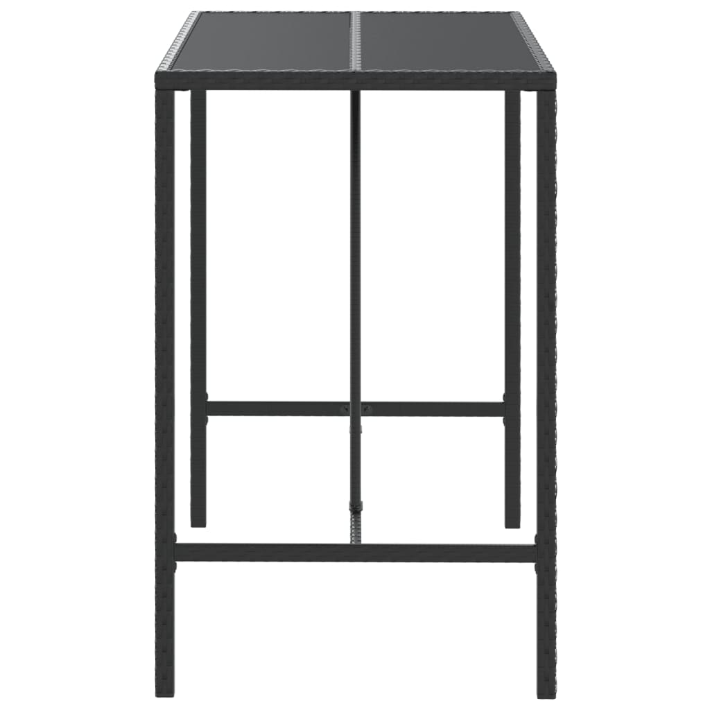 vidaXL Masă de bar cu blat din sticlă, negru, 110x70x110 cm, poliratan vidaXL Masă de bar cu blat din sticlă, negru, 110x70x110 cm, poliratan