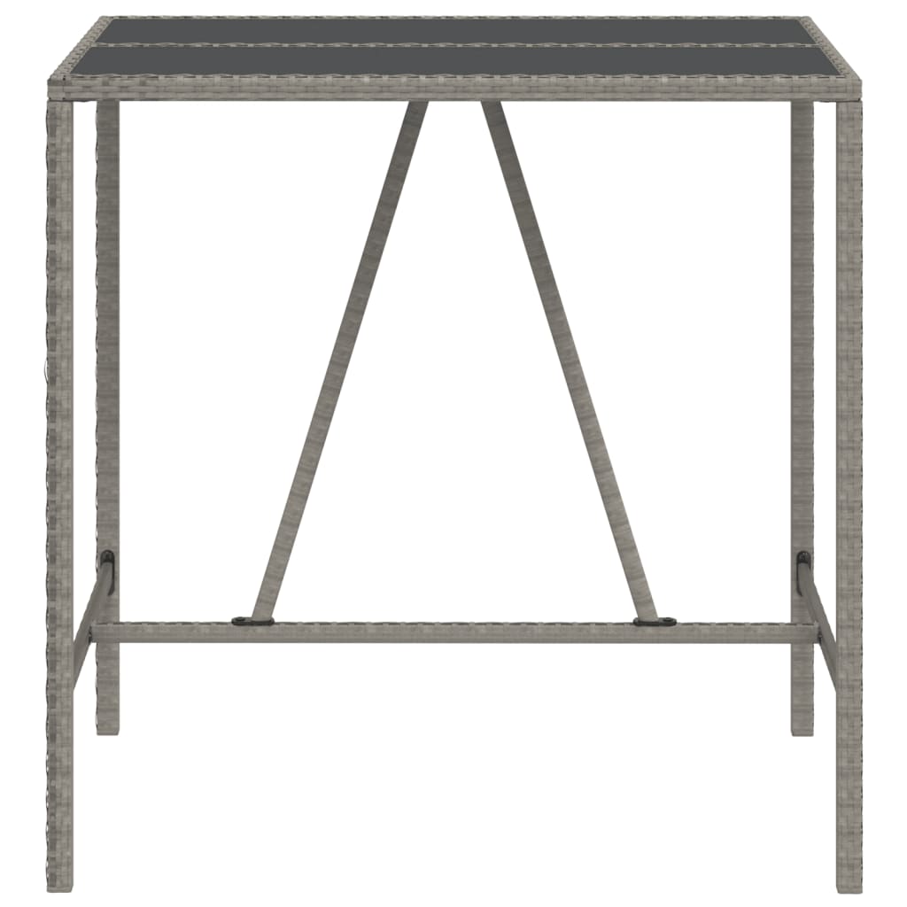 vidaXL Masă de bar cu blat din sticlă, gri, 110x70x110 cm, poliratan vidaXL Masă de bar cu blat din sticlă, gri, 110x70x110 cm, poliratan