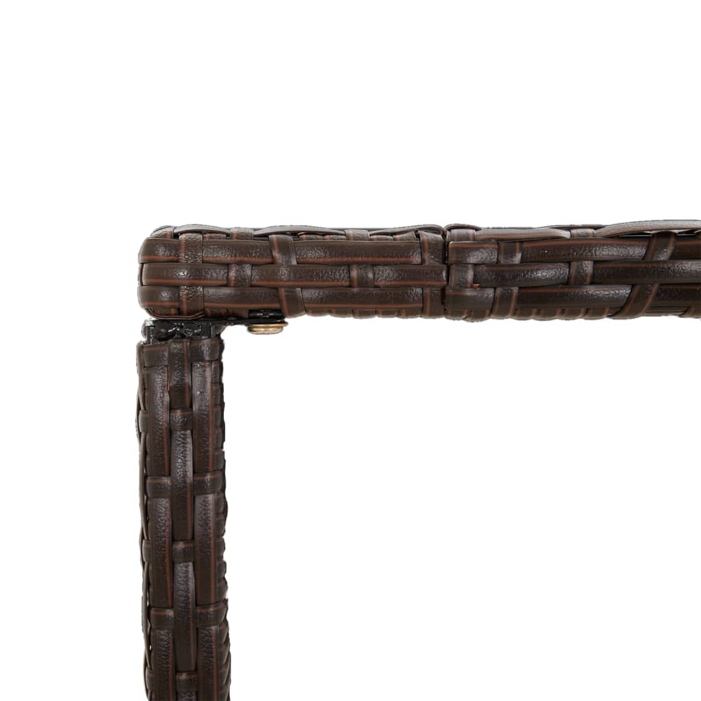 vidaXL Masă de bar cu blat din sticlă, maro, 180x70x110 cm, poliratan vidaXL Masă de bar cu blat din sticlă, maro, 180x70x110 cm, poliratan