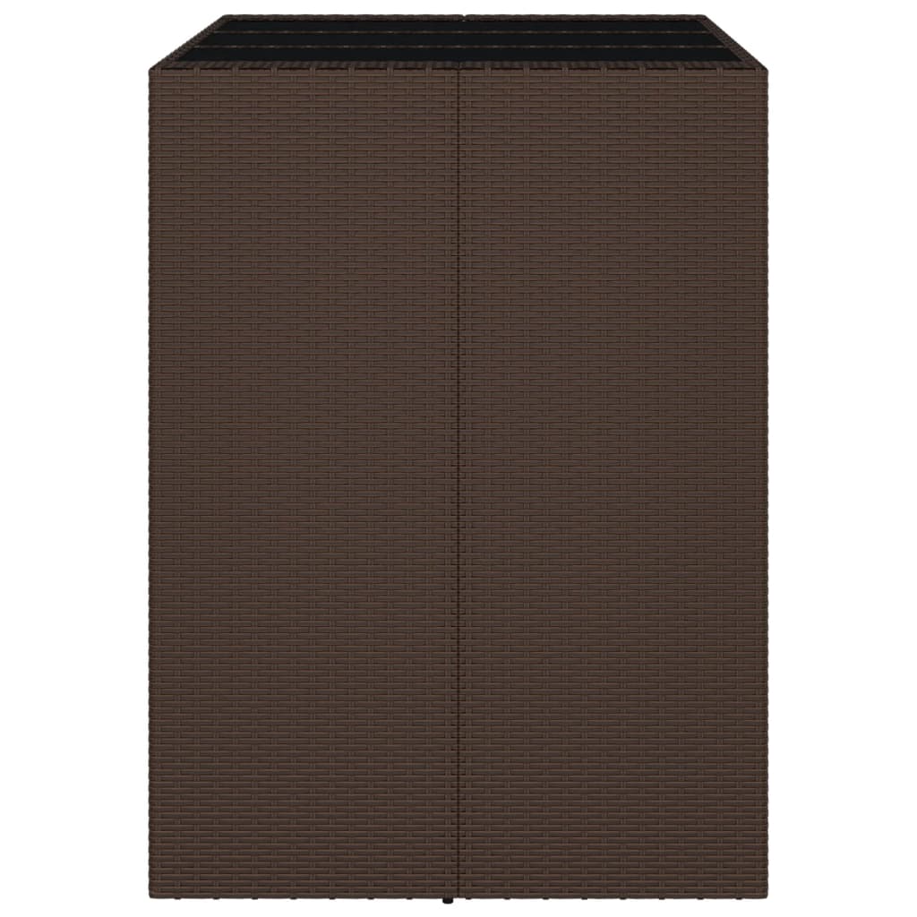 vidaXL Masă de bar cu blat din sticlă, maro, 105x80x110 cm, poliratan vidaXL Masă de bar cu blat din sticlă, maro, 105x80x110 cm, poliratan