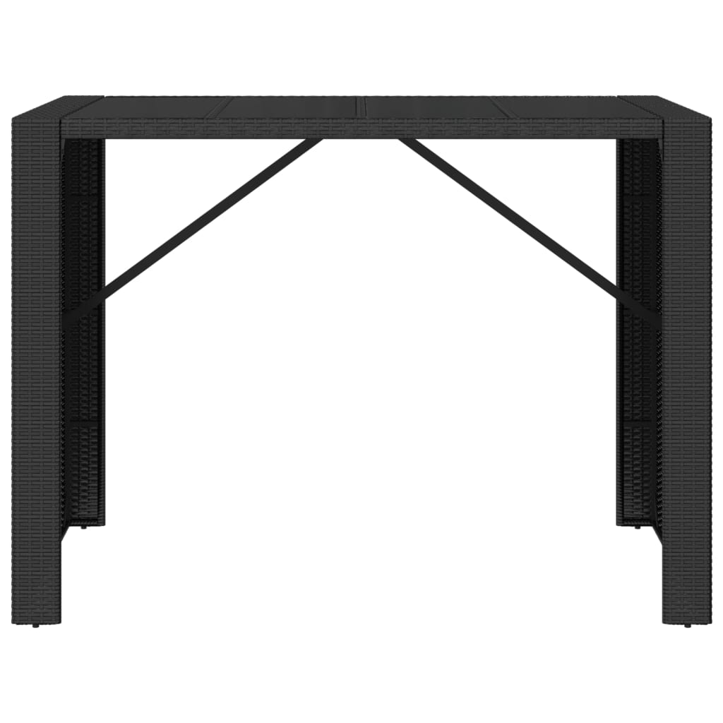vidaXL Masă de bar cu blat din sticlă, negru, 145x80x110 cm, poliratan vidaXL Masă de bar cu blat din sticlă, negru, 145x80x110 cm, poliratan
