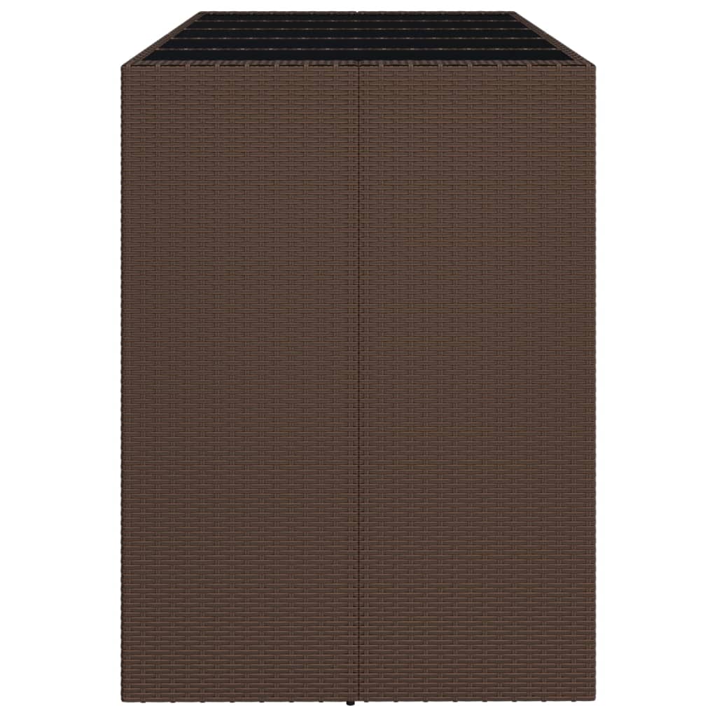 vidaXL Masă grădină cu blat din sticlă, maro, 185x80x110 cm, poliratan