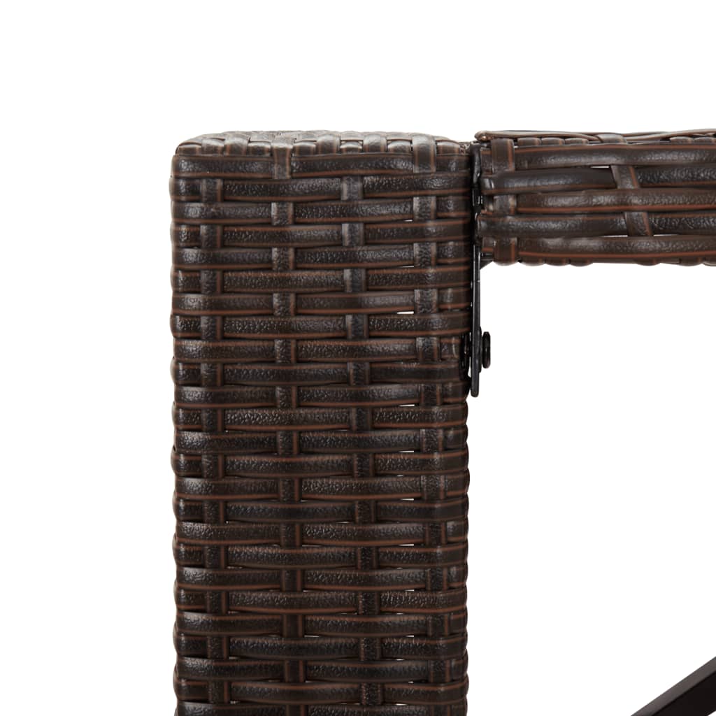 vidaXL Masă grădină cu blat din sticlă, maro, 185x80x110 cm, poliratan