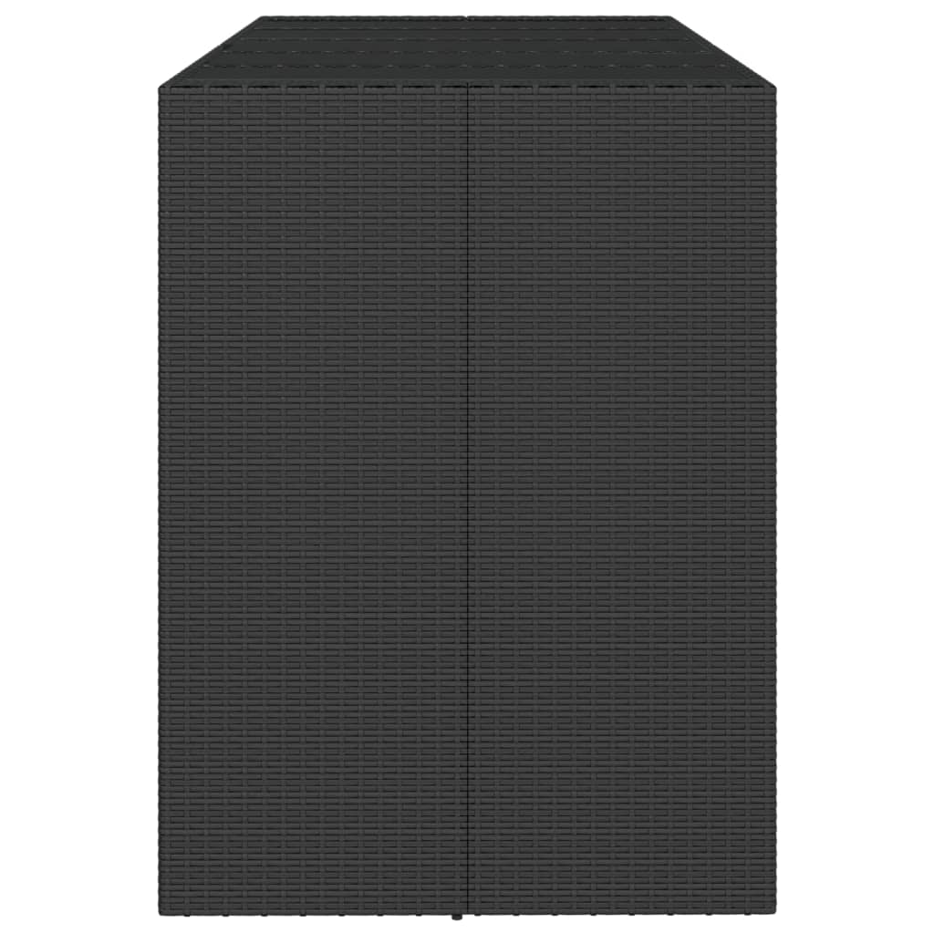 vidaXL Masă de bar cu blat din sticlă, negru, 185x80x110 cm, poliratan