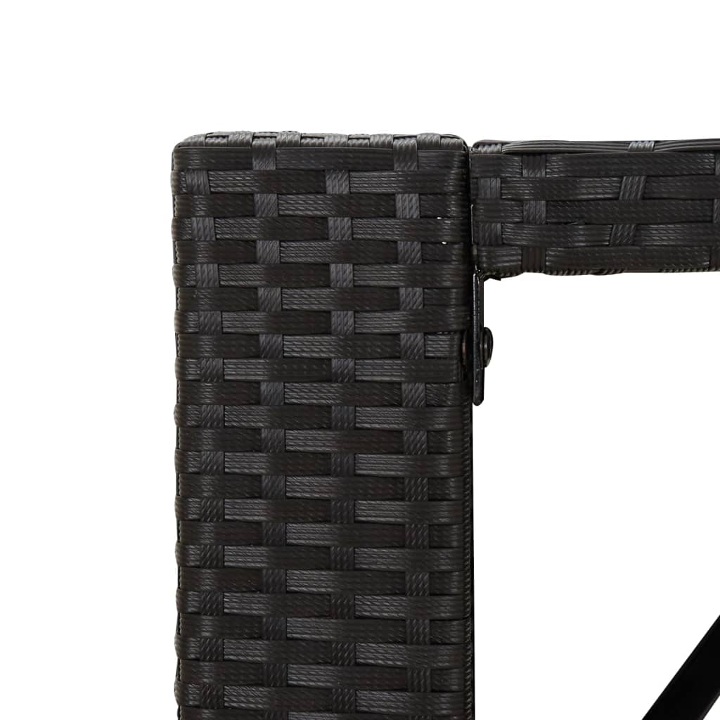 vidaXL Masă de bar cu blat din sticlă, negru, 185x80x110 cm, poliratan