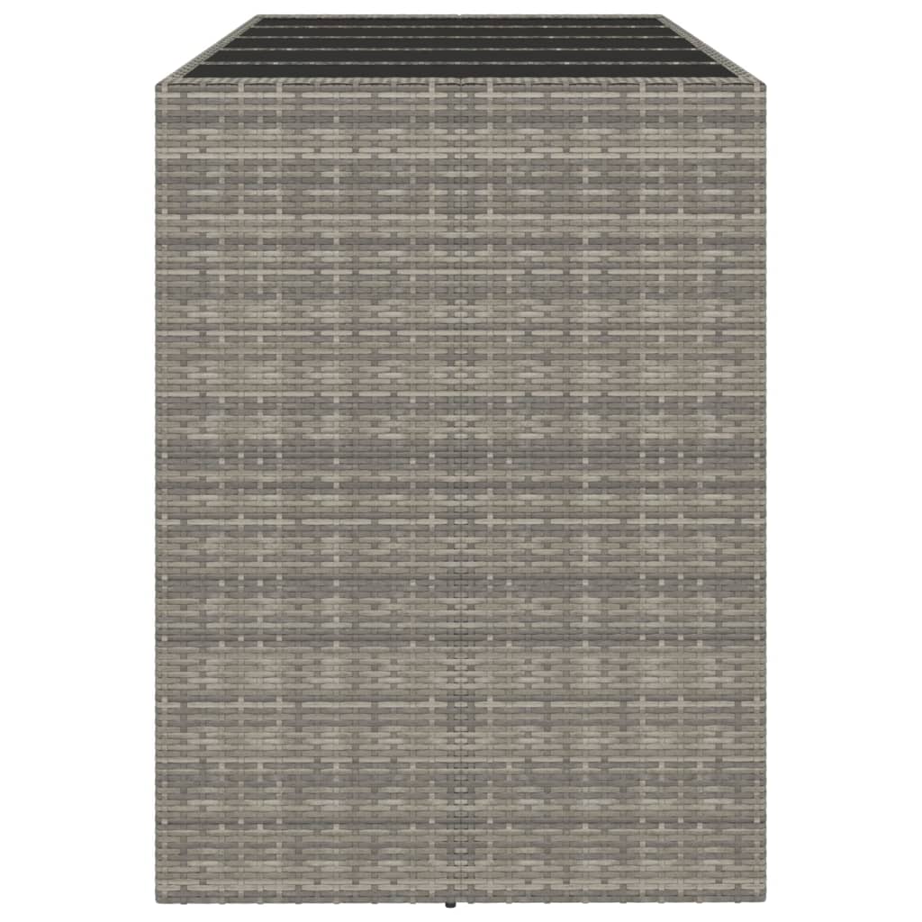 vidaXL Masă de bar cu blat din sticlă, gri, 185x80x110 cm, poliratan vidaXL Masă de bar cu blat din sticlă, gri, 185x80x110 cm, poliratan