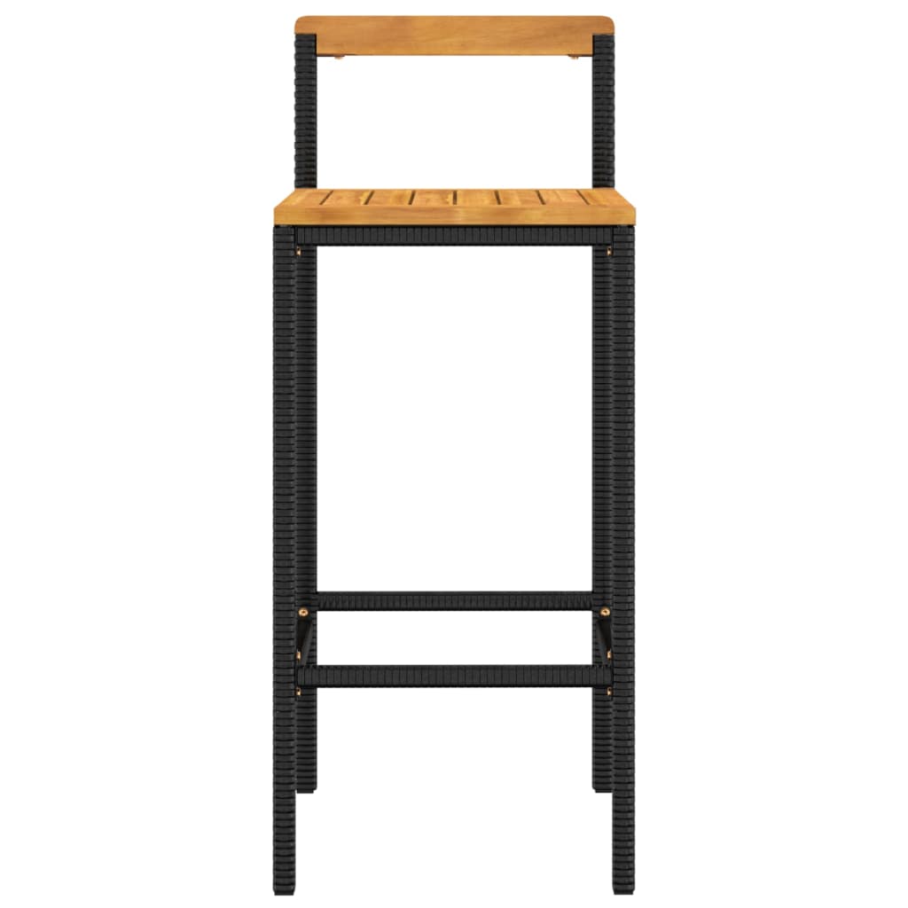 vidaXL Scaune de bar, 4 buc, negru, poliratan și lemn masiv de acacia vidaXL Scaune de bar, 4 buc, negru, poliratan și lemn masiv de acacia