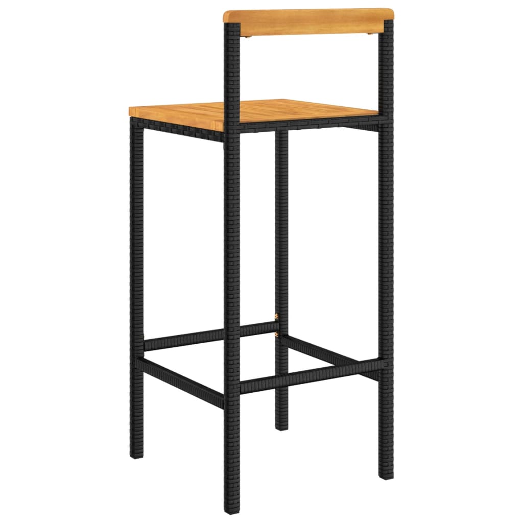 vidaXL Scaune de bar, 4 buc, negru, poliratan și lemn masiv de acacia vidaXL Scaune de bar, 4 buc, negru, poliratan și lemn masiv de acacia