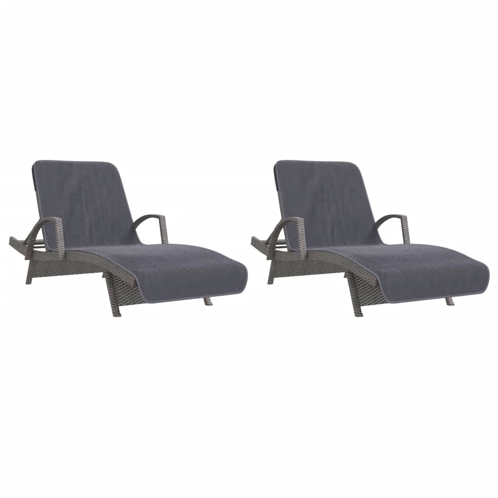 vidaXL Prosoape de plajă, 2 buc., antracit, 75x200 cm, textil 400 GSM vidaXL Prosoape de plajă, 2 buc., antracit, 75x200 cm, textil 400 GSM