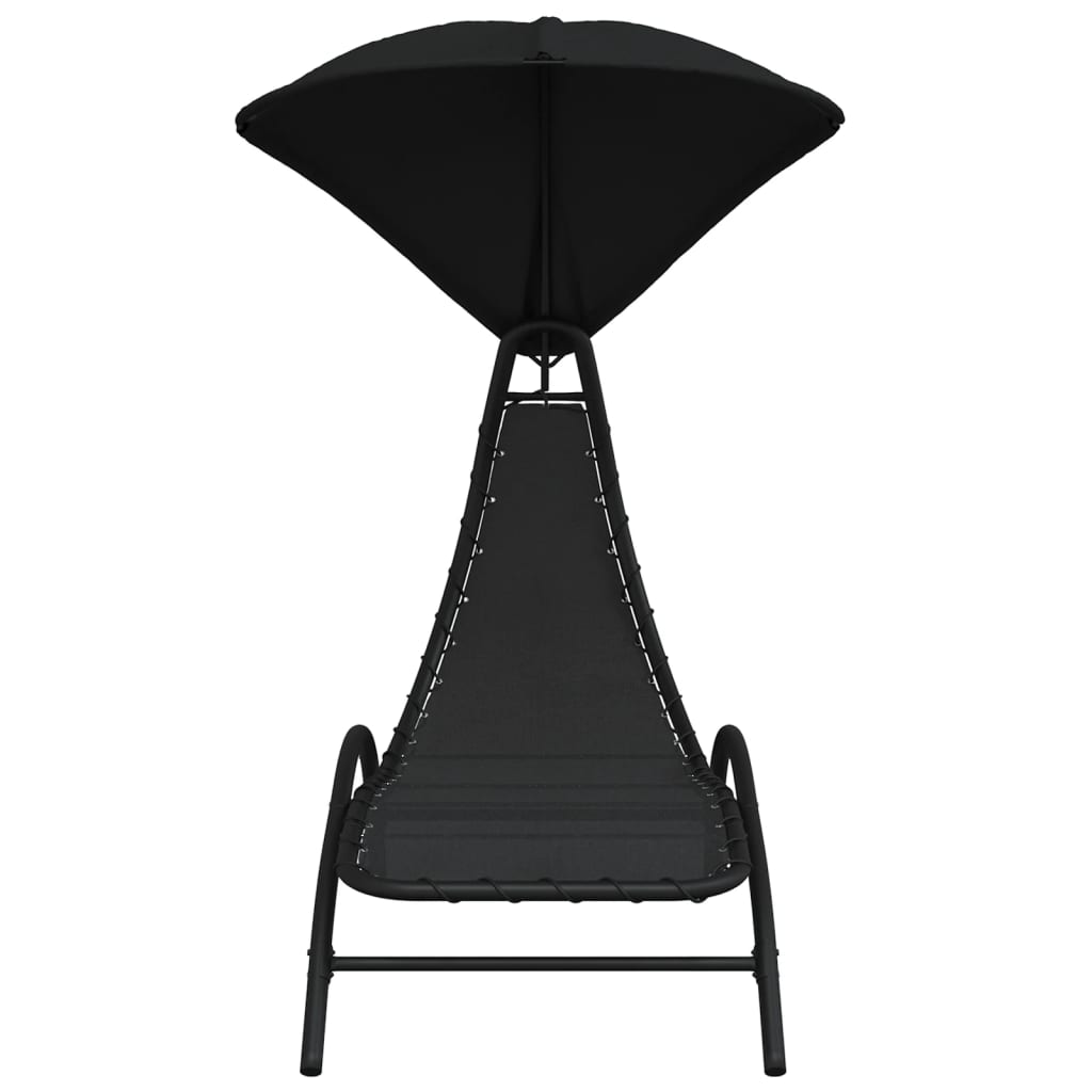 vidaXL Șezlong cu baldachin, negru, 167x80x195 cm, textil și oțel vidaXL Șezlong cu baldachin, negru, 167x80x195 cm, textil și oțel