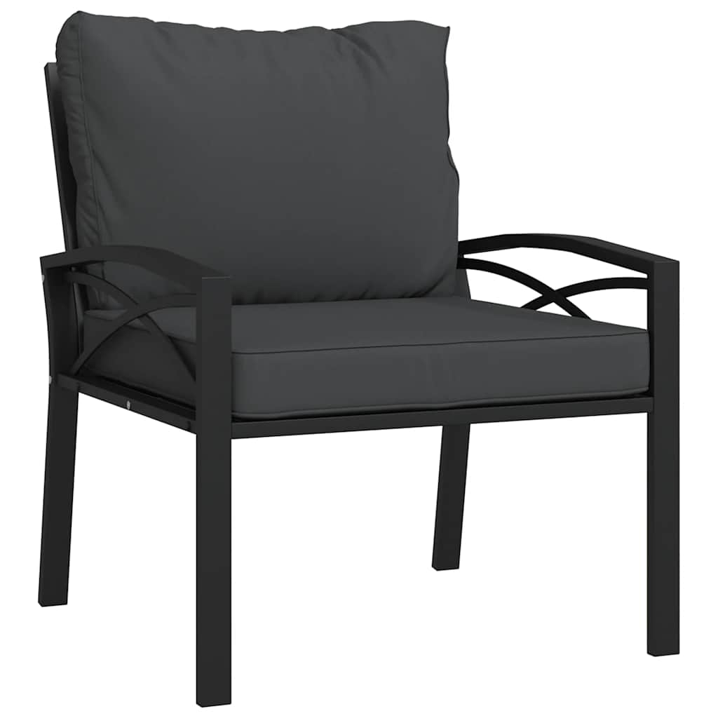 vidaXL Scaune de grădină cu perne gri, 2 buc., 68x76x79 cm, oțel vidaXL Scaune de grădină cu perne gri, 2 buc., 68x76x79 cm, oțel