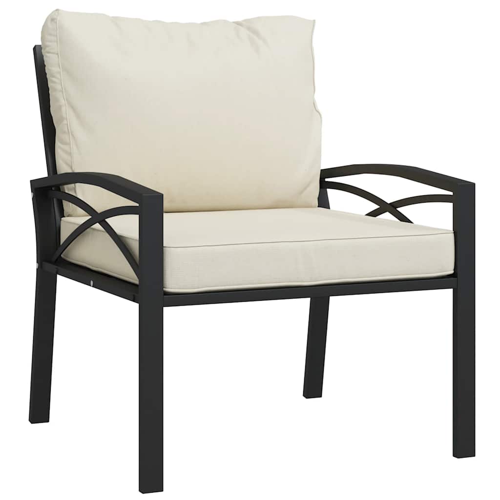 vidaXL Scaun de grădină cu perne nisipiu, 68x76x79 cm, oțel vidaXL Scaun de grădină cu perne nisipiu, 68x76x79 cm, oțel