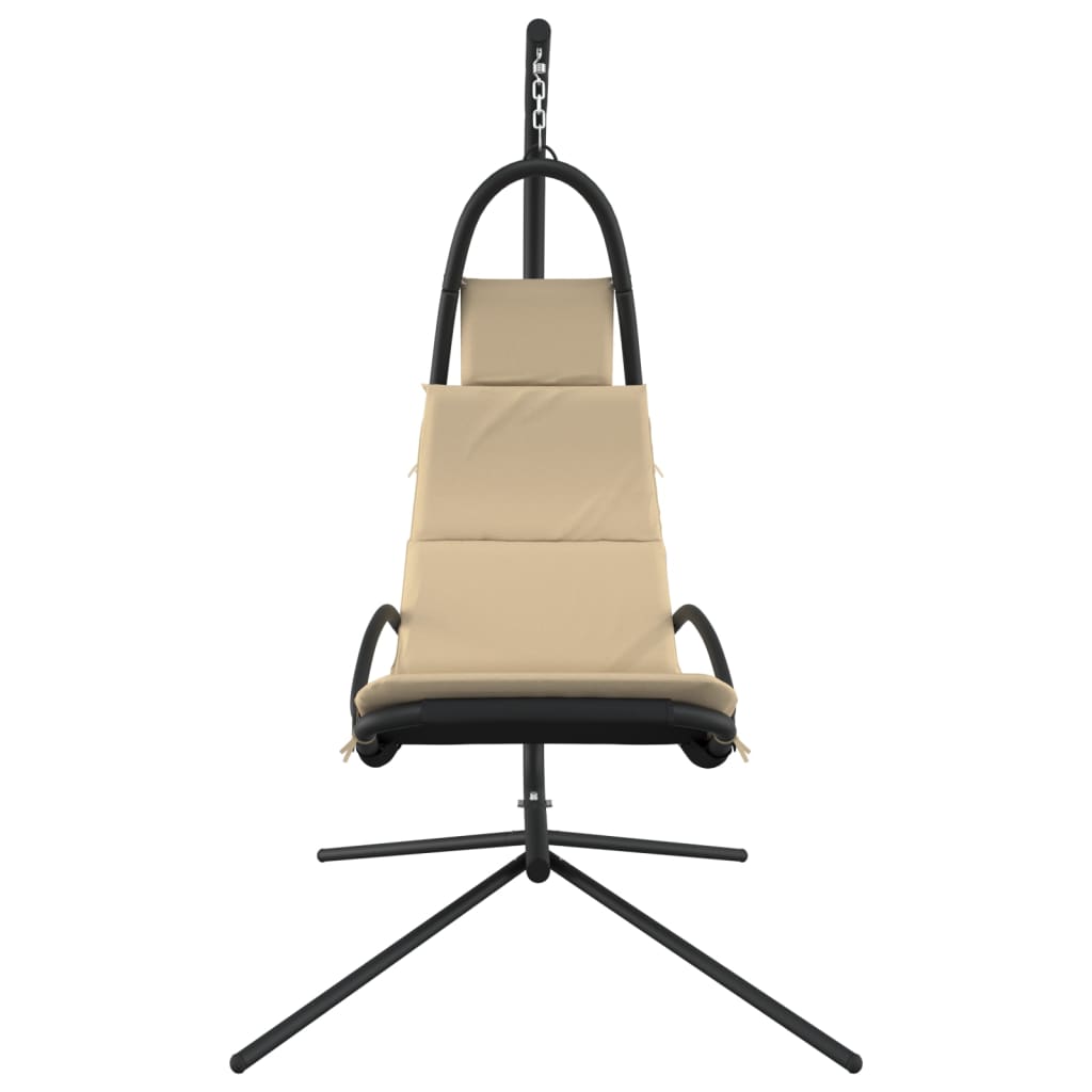 vidaXL Scaun balansoar grădină, cu pernă, crem, textil oxford și oțel vidaXL Scaun balansoar grădină, cu pernă, crem, textil oxford și oțel