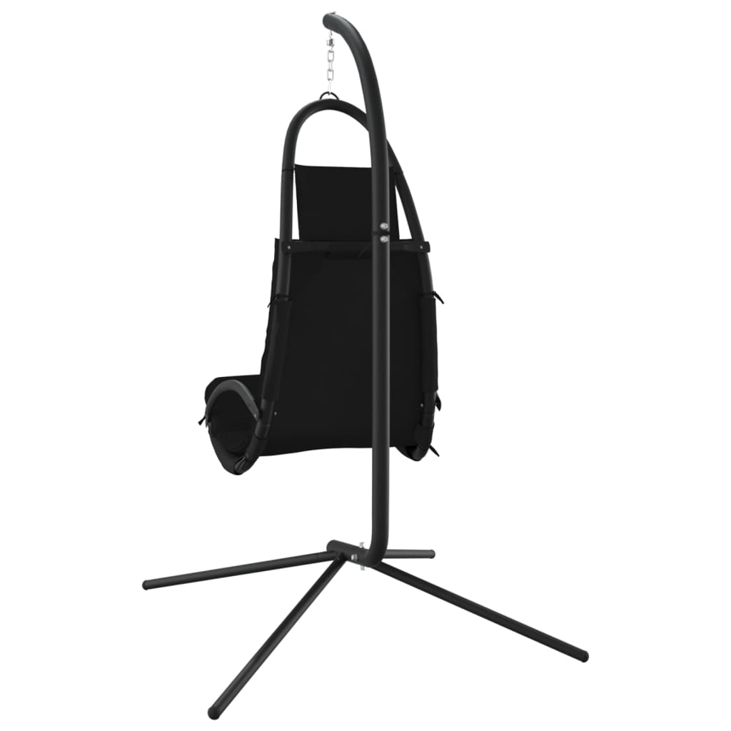 vidaXL Scaun balansoar grădină cu pernă, negru, textil oxford și oțel vidaXL Scaun balansoar grădină cu pernă, negru, textil oxford și oțel