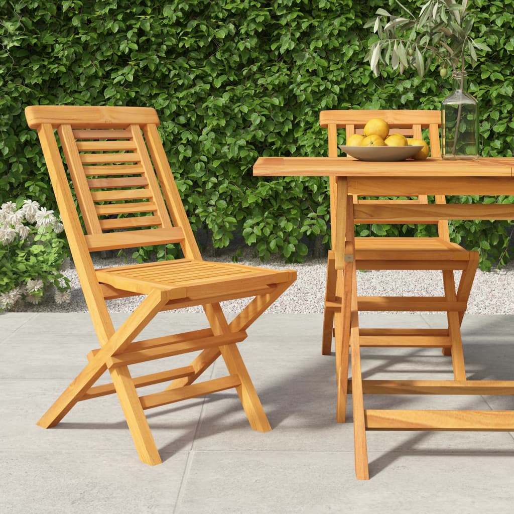 vidaXL Scaune de grădină pliante, 2 buc, 47x63x90 cm, lemn masiv tec vidaXL Scaune de grădină pliante, 2 buc, 47x63x90 cm, lemn masiv tec