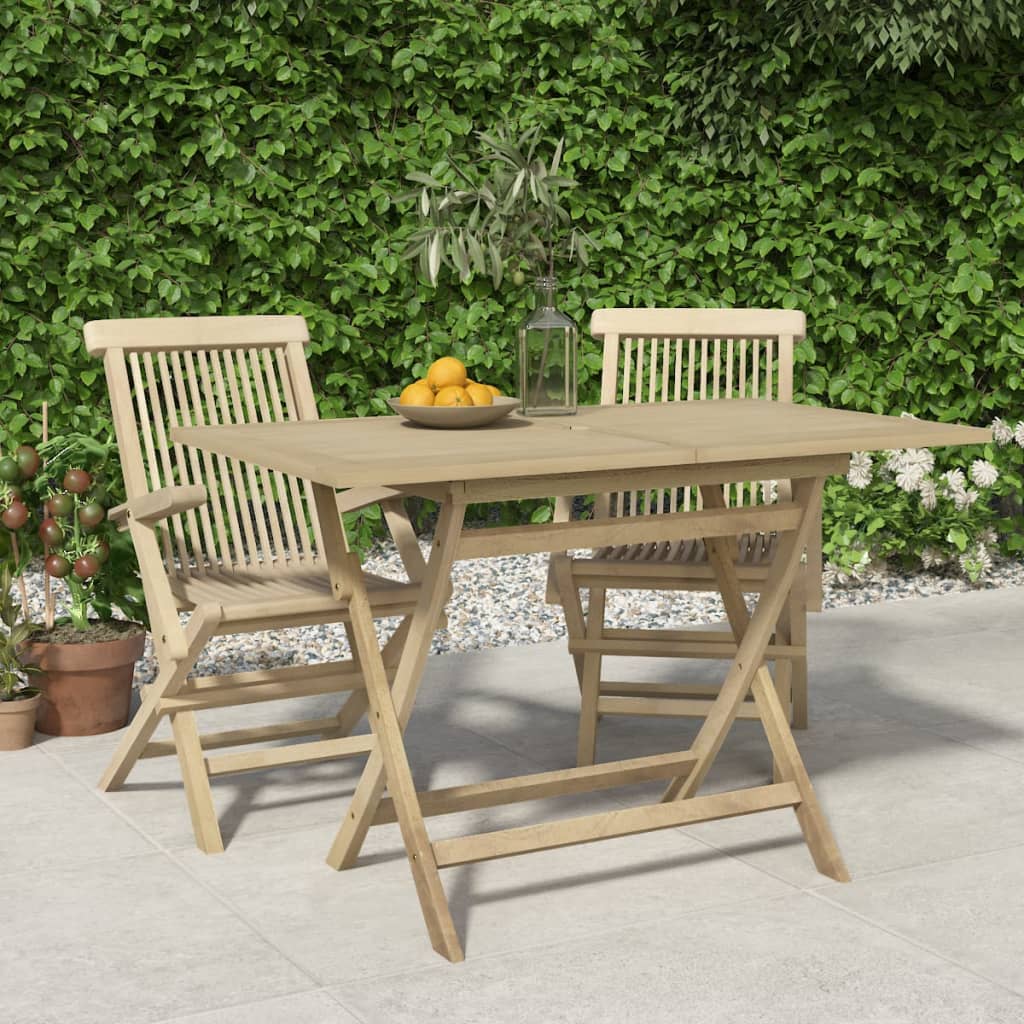 vidaXL Masă pliantă de grădină, gri, 120x70x75 cm, lemn masiv de tec vidaXL Masă pliantă de grădină, gri, 120x70x75 cm, lemn masiv de tec