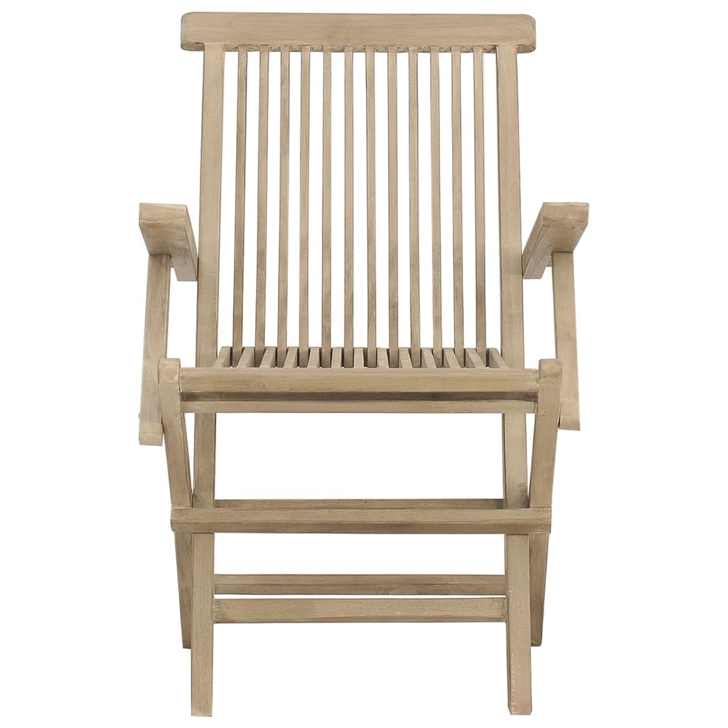 vidaXL Scaune de grădină pliante 2 buc. gri 56x61x89 cm lemn masiv tec vidaXL Scaune de grădină pliante 2 buc. gri 56x61x89 cm lemn masiv tec