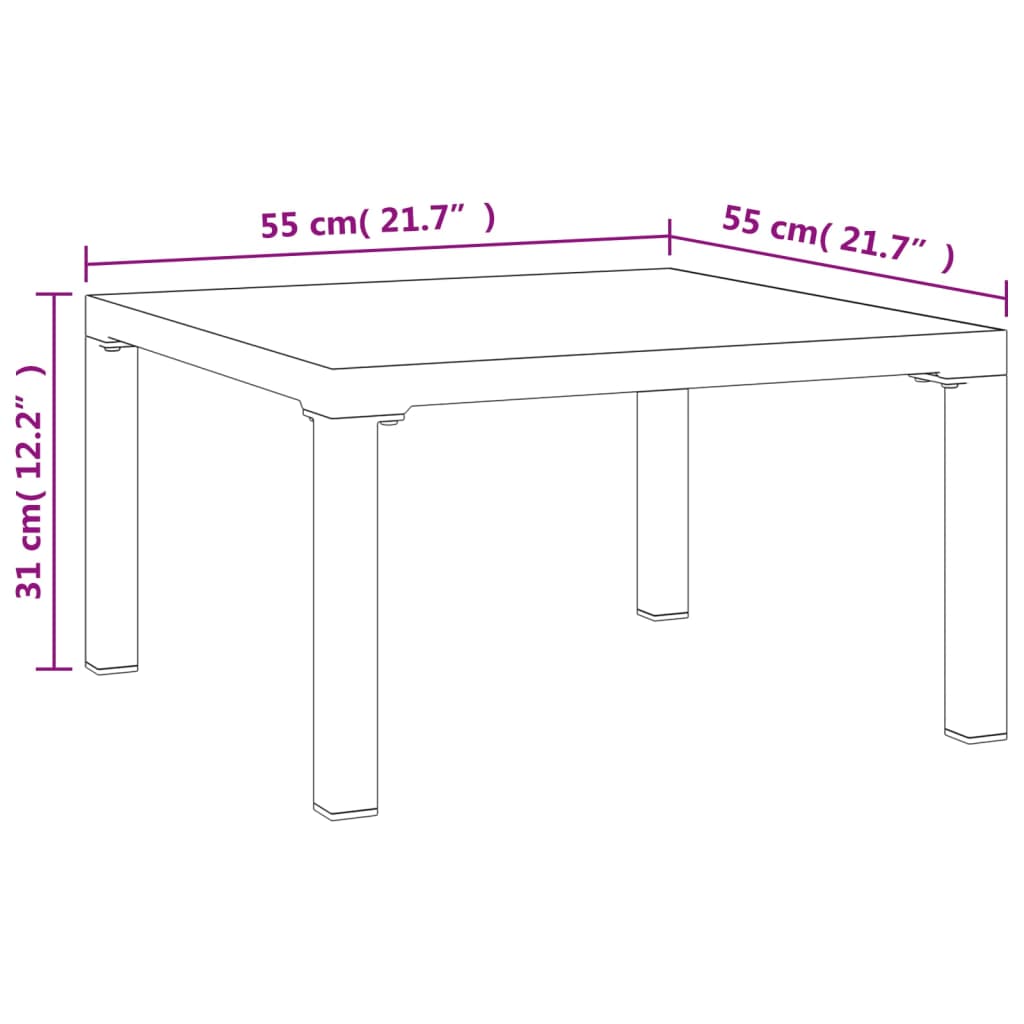 vidaXL Măsuță de cafea de grădină, gri, 55x55x31 cm, DPC și oțel vidaXL Măsuță de cafea de grădină, gri, 55x55x31 cm, DPC și oțel