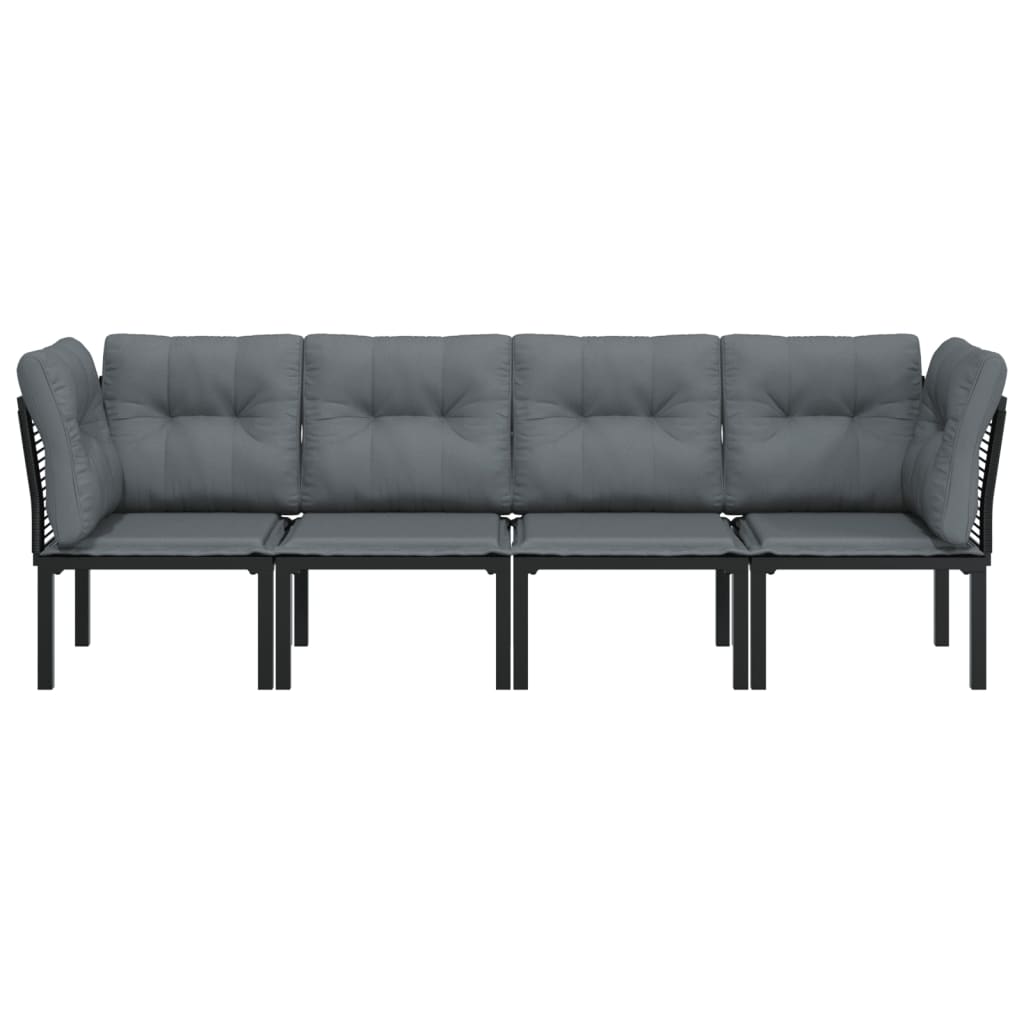 vidaXL Set mobilier de grădină, 4 piese, negru și gri, poliratan