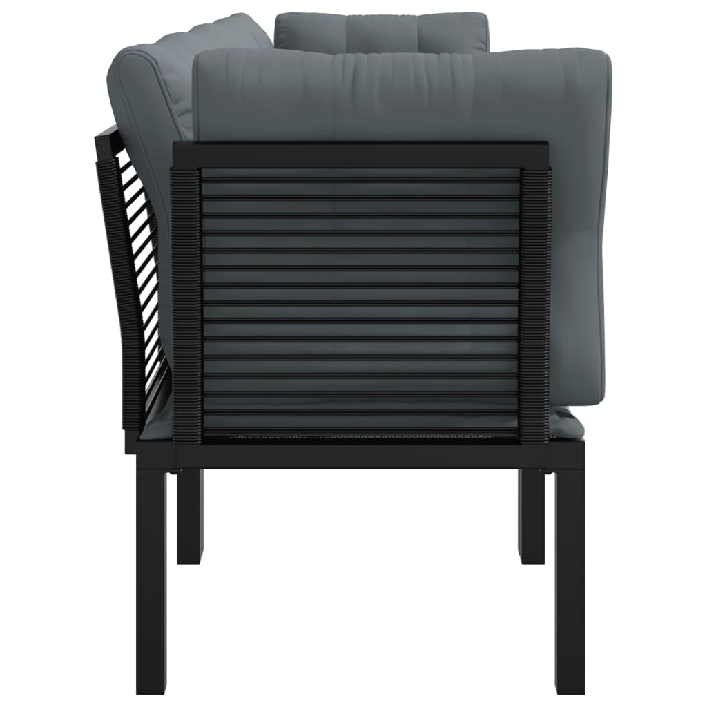 vidaXL Set mobilier de grădină, 4 piese, negru și gri, poliratan
