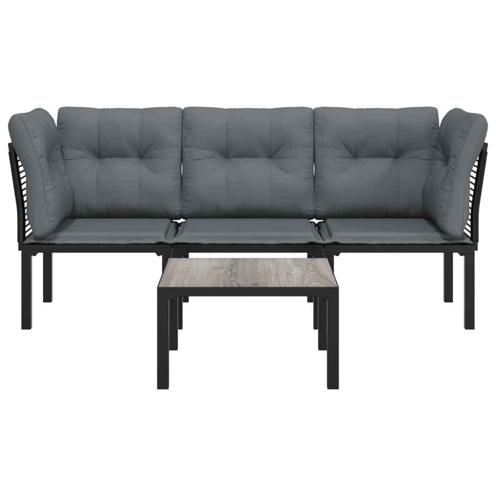 vidaXL Set mobilier de grădină, 4 piese, negru și gri, poliratan vidaXL Set mobilier de grădină, 4 piese, negru și gri, poliratan