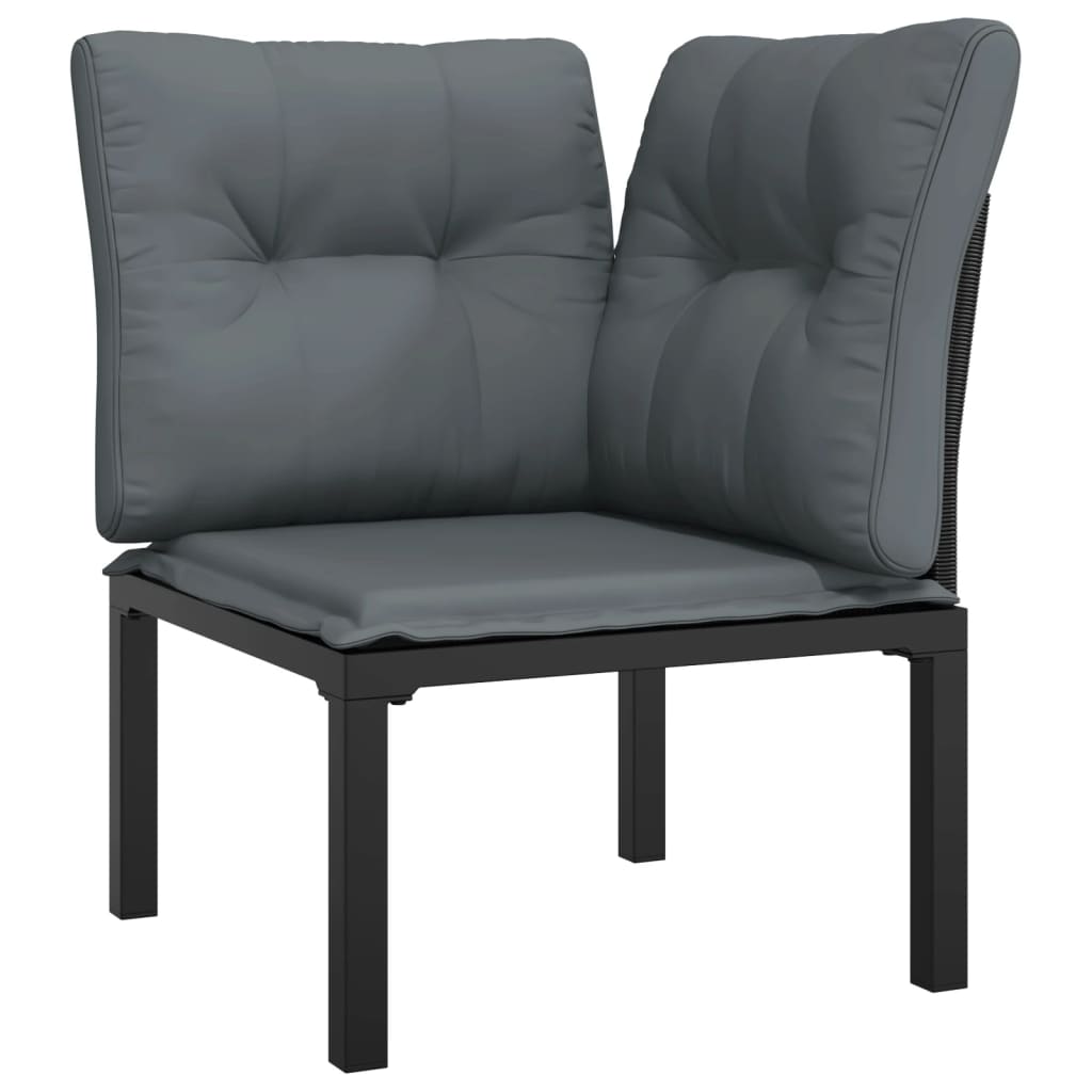 vidaXL Set mobilier de grădină, 4 piese, negru și gri, poliratan vidaXL Set mobilier de grădină, 4 piese, negru și gri, poliratan