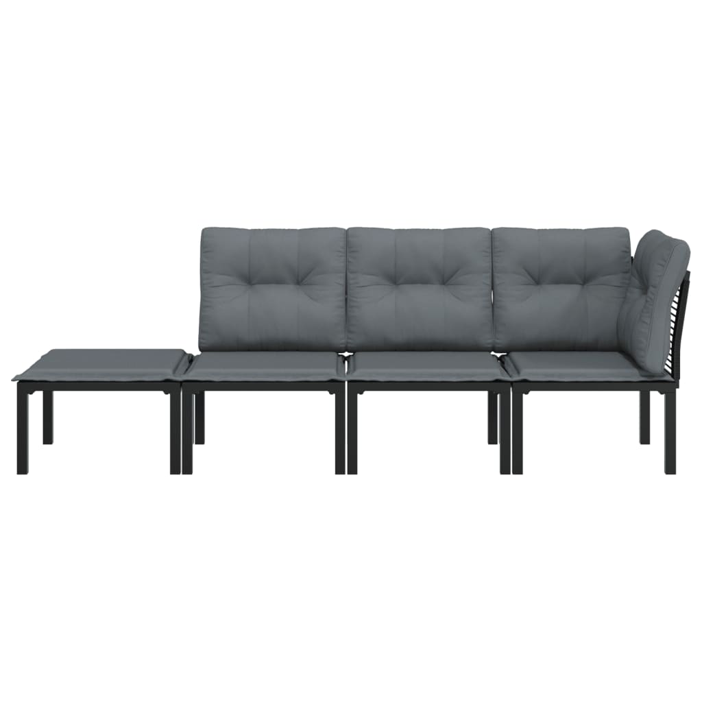 vidaXL Set mobilier de grădină, 4 piese, negru și gri, poliratan vidaXL Set mobilier de grădină, 4 piese, negru și gri, poliratan