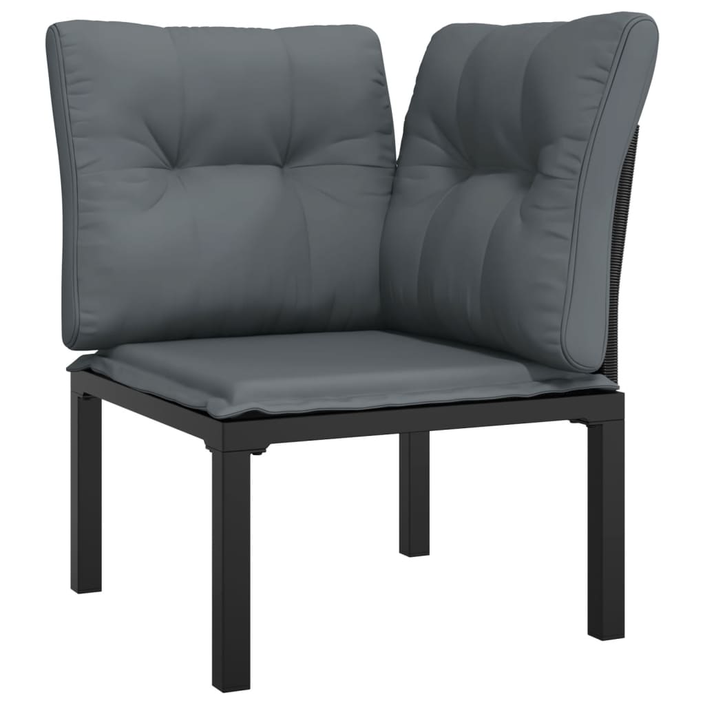 vidaXL Set mobilier de grădină, 4 piese, negru și gri, poliratan vidaXL Set mobilier de grădină, 4 piese, negru și gri, poliratan
