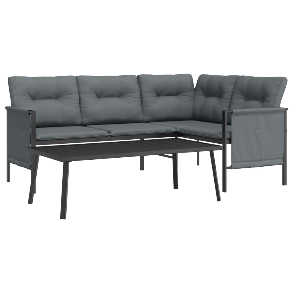 vidaXL Set mobilier de grădină, antracit, 2 piese, oțel vidaXL Set mobilier de grădină, antracit, 2 piese, oțel