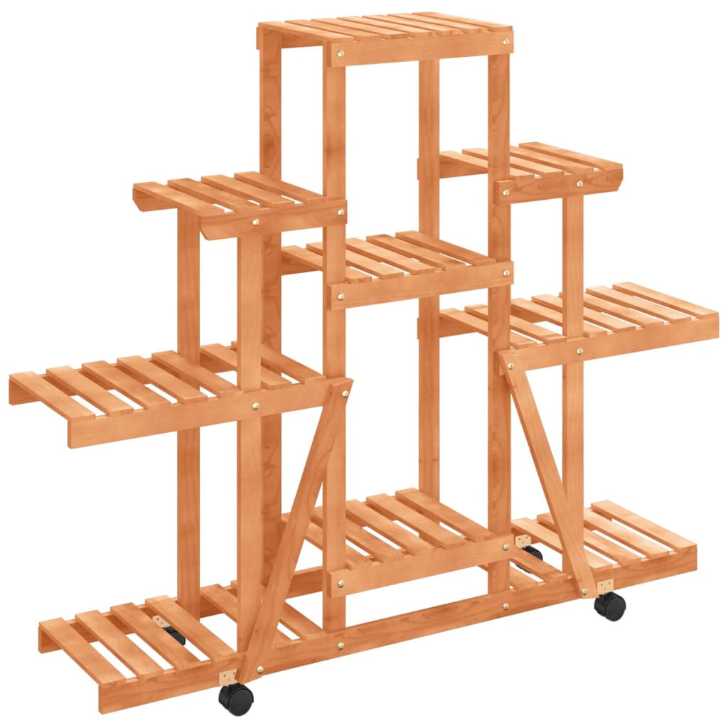 vidaXL Suport pentru flori cu roți, 110x25x101 cm, lemn masiv de brad vidaXL Suport pentru flori cu roți, 110x25x101 cm, lemn masiv de brad