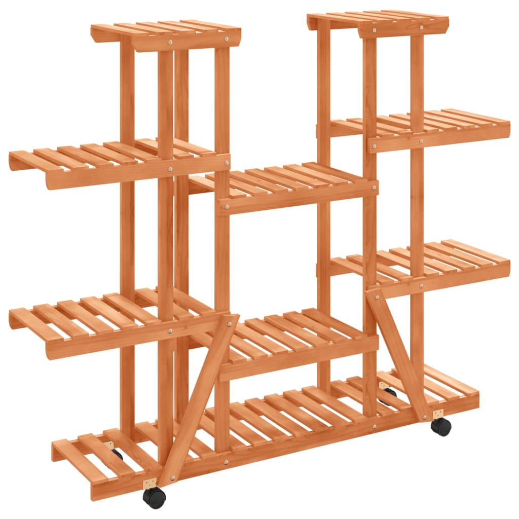 vidaXL Suport pentru flori cu roți, 110x25x115 cm, lemn masiv de brad vidaXL Suport pentru flori cu roți, 110x25x115 cm, lemn masiv de brad