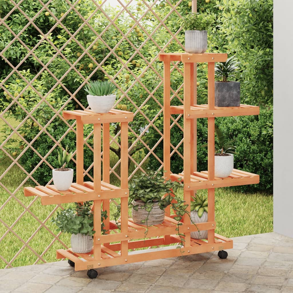 vidaXL Suport pentru flori cu roți, 95x25x101 cm, lemn masiv de brad vidaXL Suport pentru flori cu roți, 95x25x101 cm, lemn masiv de brad