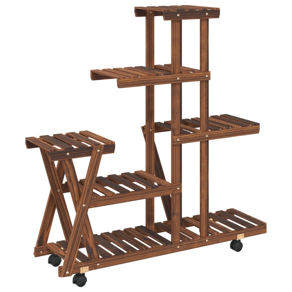 vidaXL Suport pentru flori cu roți, 95x25x101 cm, lemn masiv de brad vidaXL Suport pentru flori cu roți, 95x25x101 cm, lemn masiv de brad