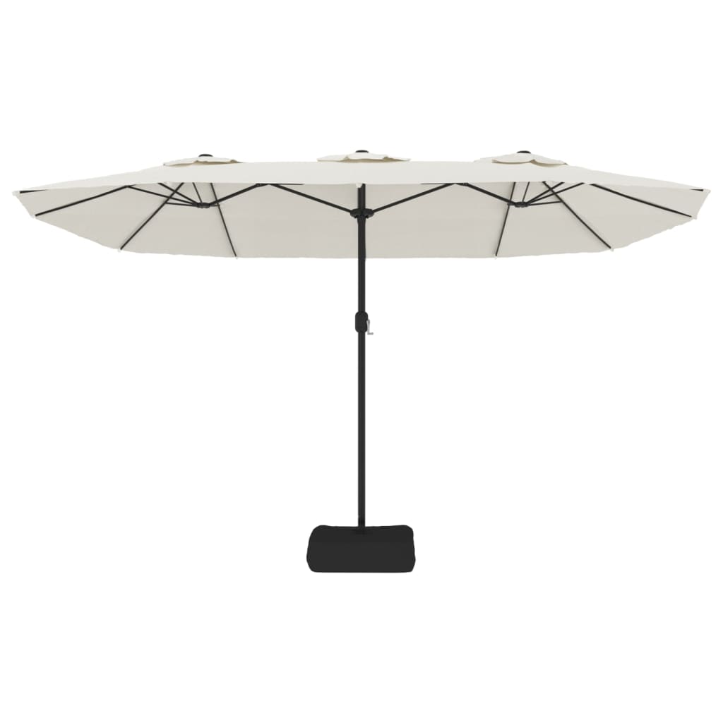 vidaXL Umbrelă de soare cu două capete, alb nisipiu, 449x265 cm