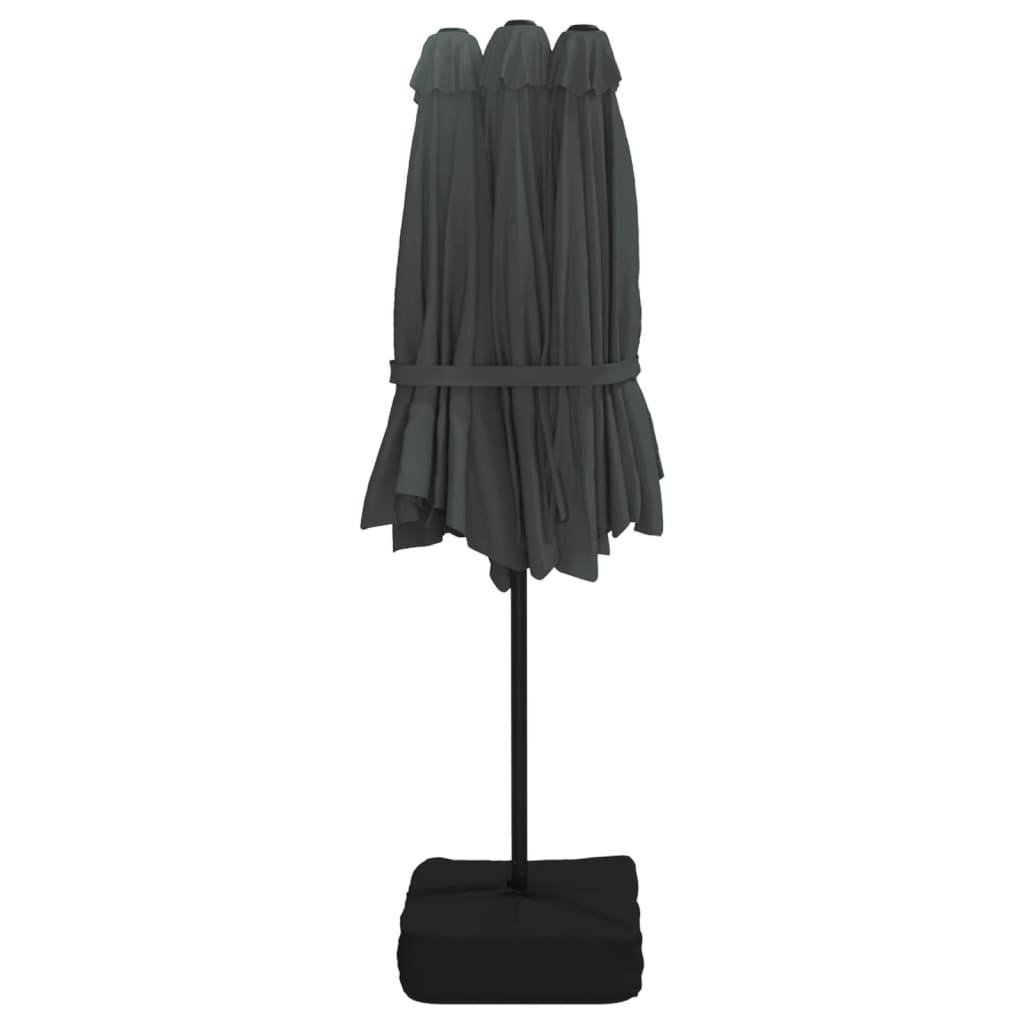 vidaXL Umbrelă de soare cu două capete, antracit, 449x265 cm