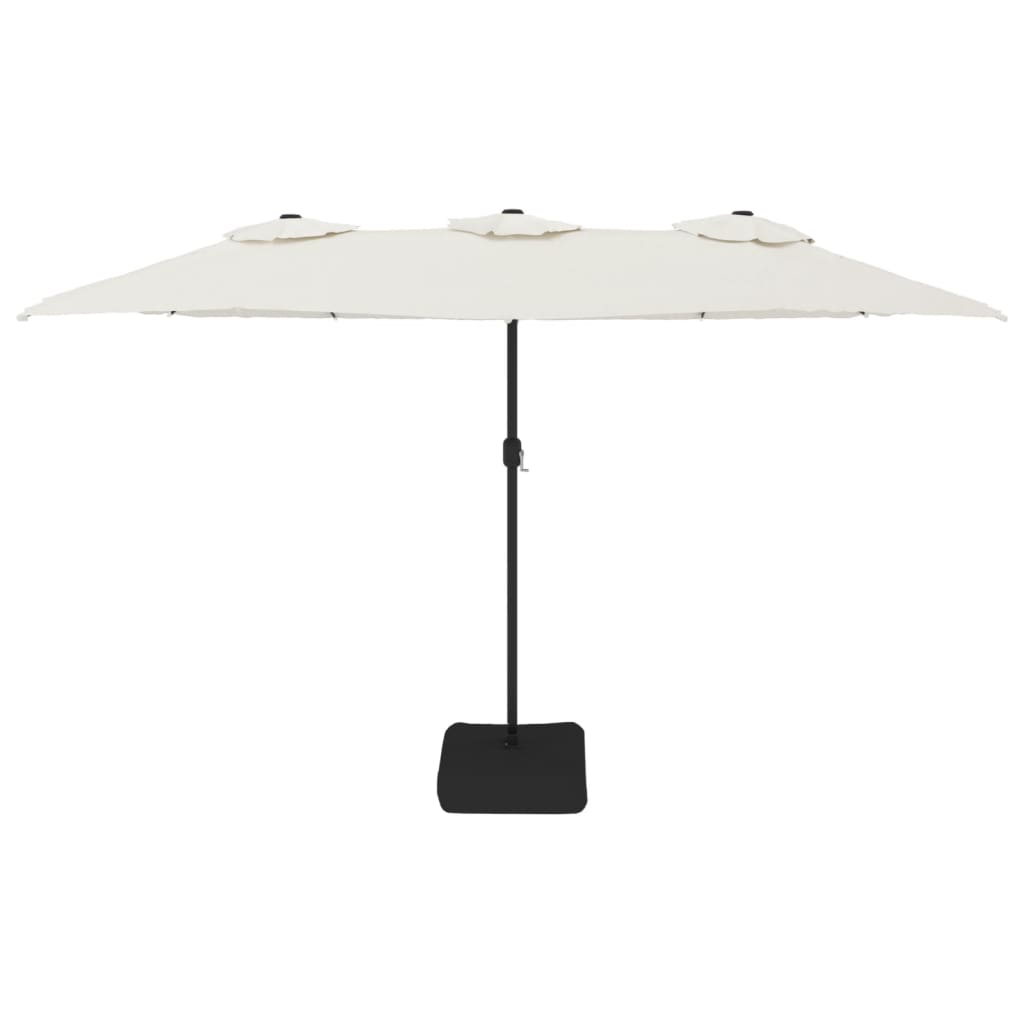 vidaXL Umbrelă de grădină cu două capete/LED, alb nisipiu, 449x265 cm