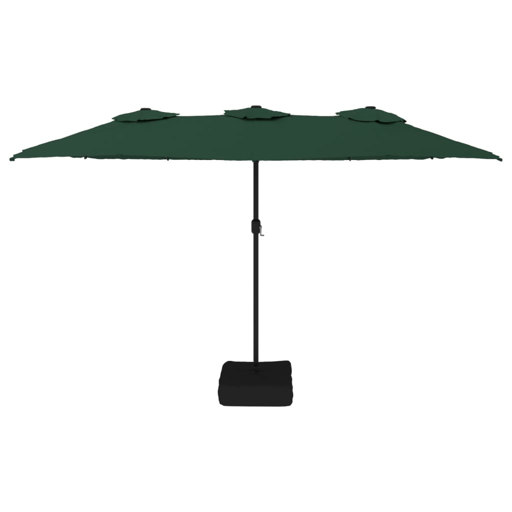 vidaXL Umbrelă de grădină cu două capete cu LED-uri, verde, 449x265 cm
