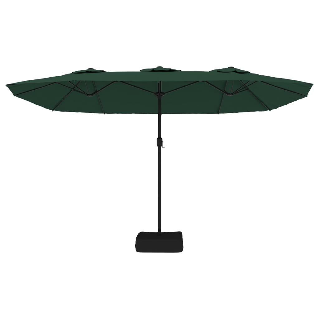 vidaXL Umbrelă de grădină cu două capete cu LED-uri, verde, 449x265 cm