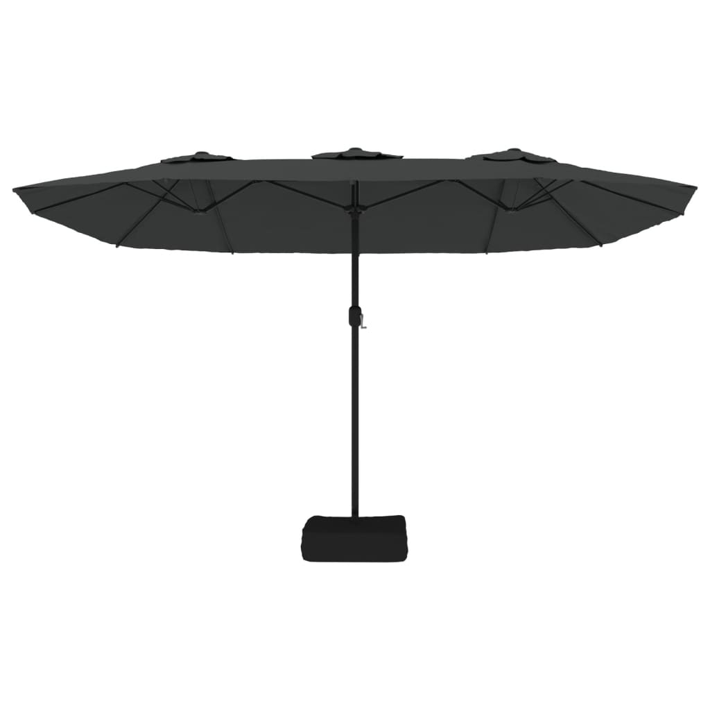 vidaXL Umbrelă de grădină cu două capete cu LED, antracit, 449x265 cm