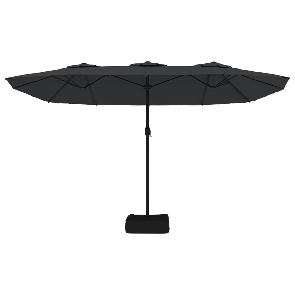 vidaXL Umbrelă de grădină cu două capete/LED-uri, negru, 449x265 cm