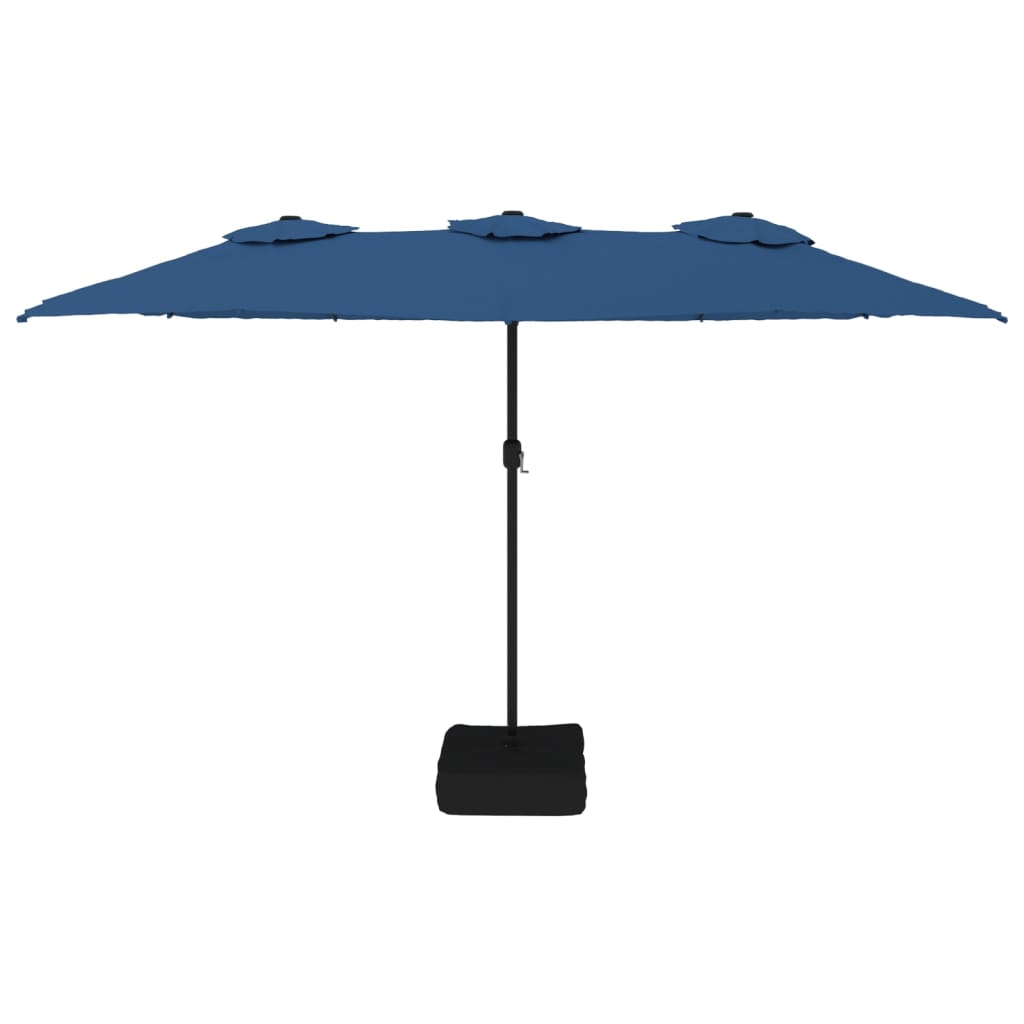 vidaXL Umbrelă de grădină cu două capete/LED-uri, azuriu, 449x265 cm