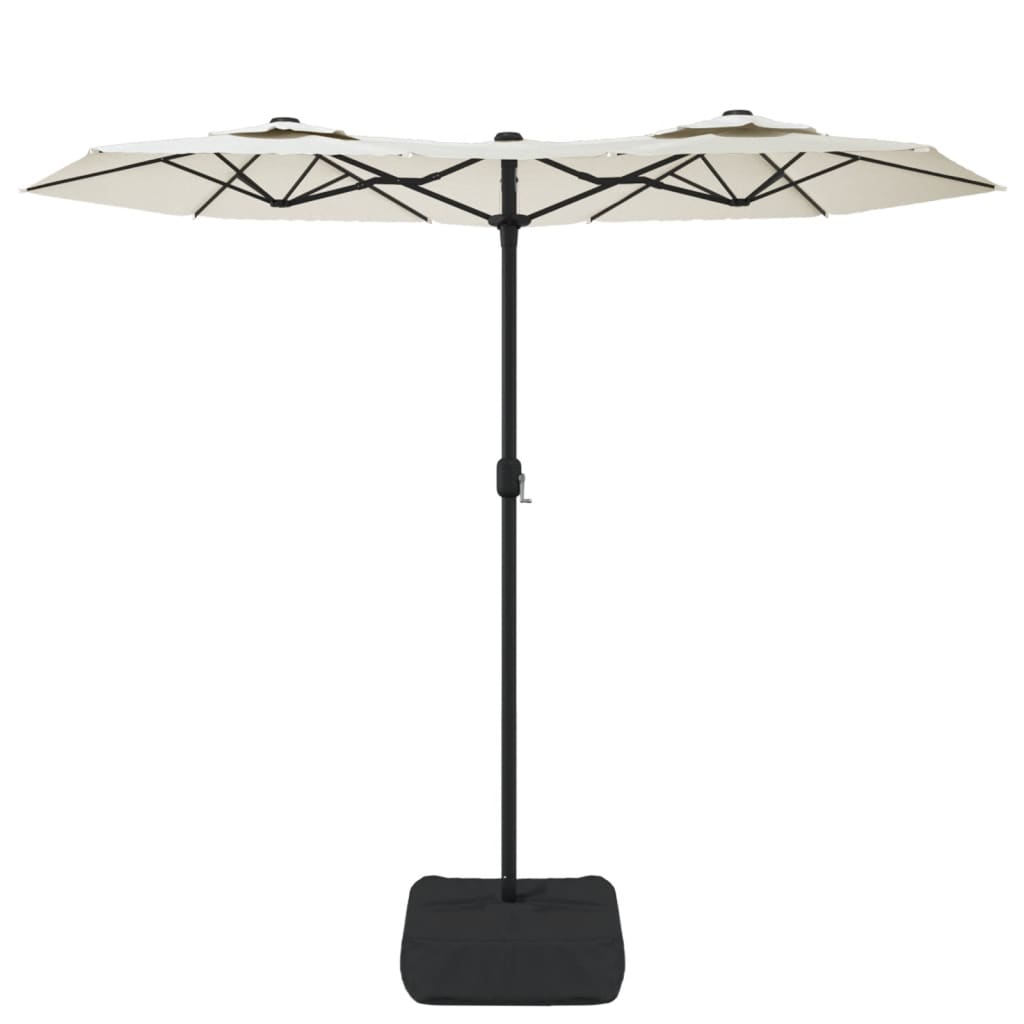 vidaXL Umbrelă de grădină cu două capete, alb nisipiu, 316x145 cm