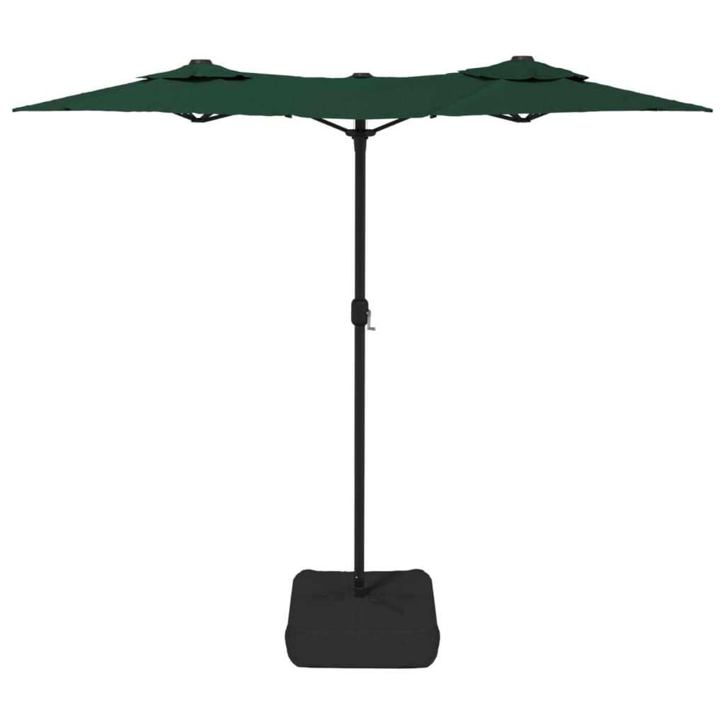 vidaXL Umbrelă de soare cu două capete, verde, 316x145 cm