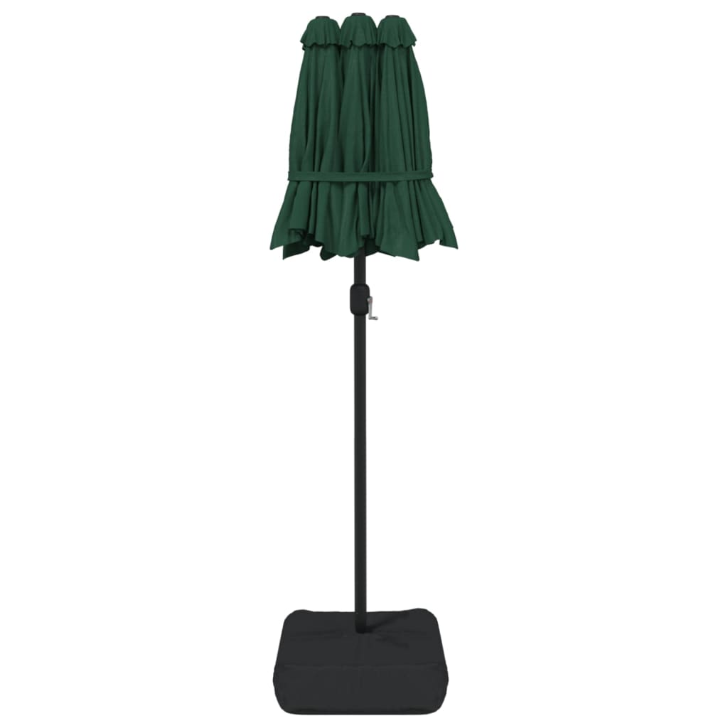 vidaXL Umbrelă de soare cu două capete, verde, 316x145 cm