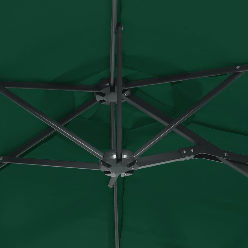 vidaXL Umbrelă de soare cu două capete, verde, 316x145 cm