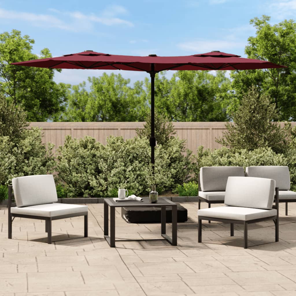 vidaXL Umbrelă de soare grădină cu două capete, roșu bordo, 316x145 cm vidaXL Umbrelă de soare grădină cu două capete, roșu bordo, 316x145 cm