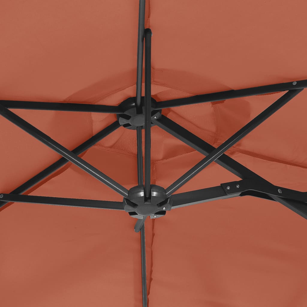 vidaXL Umbrelă de grădină cu două capete, cărămiziu, 316x145 cm