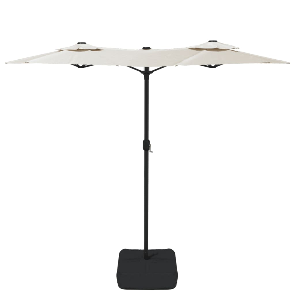 vidaXL Umbrelă de grădină cu două capete/LED, alb nisipiu, 316x145 cm vidaXL Umbrelă de grădină cu două capete/LED, alb nisipiu, 316x145 cm